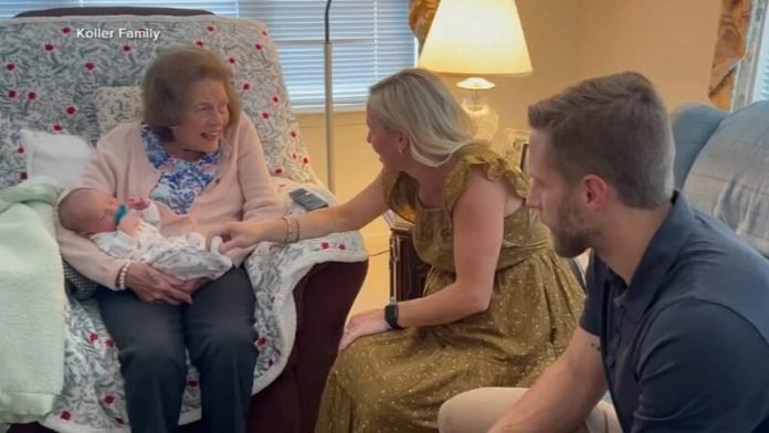 A 99 éves nő, aki nagy családról álmodott, először találkozik a 100. dédunokával